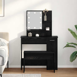 vidaXL Set Tavolo da Trucco Rovere nero 86.5 x 35 x 136 cm