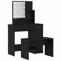 vidaXL Set Tavolo da Trucco Rovere nero 86.5 x 35 x 136 cm - Vista aggiuntiva 2
