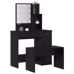 vidaXL Set Tavolo da Trucco Rovere nero 86.5 x 35 x 136 cm - Vista aggiuntiva 3