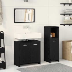 vidaXL Set di Mobili per il Bagno 3 pcs Rovere Nero 60 x 33 x 60 cm
