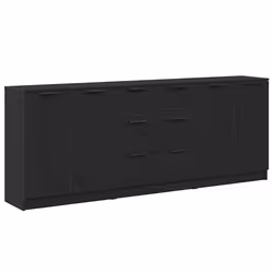 vidaXL Sideboard Rovere Nero 180 x 30 x 70 cm Legno multistrato - Vista aggiuntiva 2
