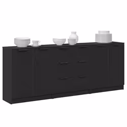 vidaXL Sideboard Rovere Nero 180 x 30 x 70 cm Legno multistrato - Vista aggiuntiva 3