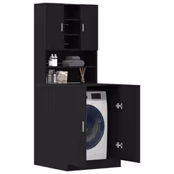 vidaXL Mobile per lavatrice 2 pcs Rovere nero 70.5 x 71.5 x 181.5 cm - Vista aggiuntiva 3