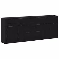 vidaXL Credenza 3 pcs Rovere nero 60 x 30 x 70 cm Legno multistrato - Vista aggiuntiva 2