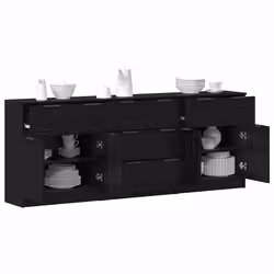 vidaXL Credenza 3 pcs Rovere nero 60 x 30 x 70 cm Legno multistrato - Vista aggiuntiva 3