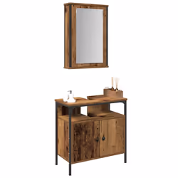 vidaXL Set di mobili per il bagno 2 pcs Marrone 60 x 30 x 60 cm - Vista aggiuntiva 3