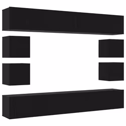 vidaXL Set mobile TV 8 pcs Rovere nero 100 x 30 x 30 cm - Vista aggiuntiva 2