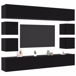 vidaXL Set mobile TV 8 pcs Rovere nero 100 x 30 x 30 cm - Vista aggiuntiva 3