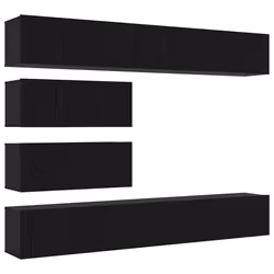vidaXL Set mobile TV 10 pcs Rovere nero 100 x 30 x 30 cm - Vista aggiuntiva 2
