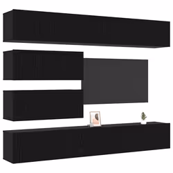 vidaXL Set mobile TV 10 pcs Rovere nero 100 x 30 x 30 cm - Vista aggiuntiva 3