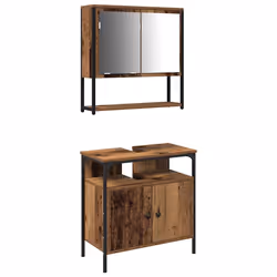 vidaXL Set di mobili per il bagno 2 pcs Marrone 60 x 30 x 60 cm - Vista aggiuntiva 2