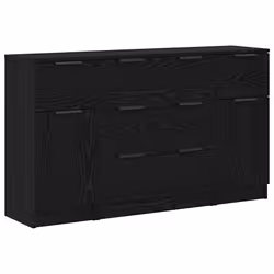 vidaXL Credenza 3 pcs Rovere nero 121 x 30 x 70 cm Legno multistrato - Vista aggiuntiva 2