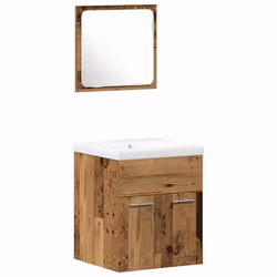 vidaXL Set di mobili per il bagno con porta 3 pcs Legno vecchio - Vista aggiuntiva 2