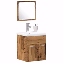 vidaXL Set di mobili per il bagno con porta 3 pcs Legno vecchio - Vista aggiuntiva 3