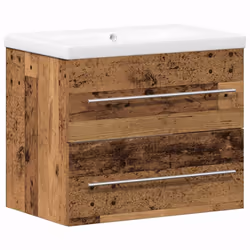 vidaXL Mobile lavabo con lavandino con cassetto 2 pcs Legno vecchio - Vista aggiuntiva 2