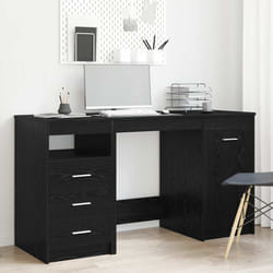 vidaXL Scrivania 2 pcs Rovere nero 140 x 50 x 76 cm Legno multistrato