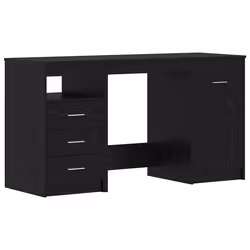 vidaXL Scrivania 2 pcs Rovere nero 140 x 50 x 76 cm Legno multistrato - Vista aggiuntiva 2