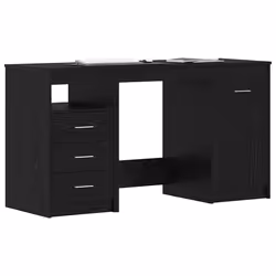 vidaXL Scrivania 2 pcs Rovere nero 140 x 50 x 76 cm Legno multistrato - Vista aggiuntiva 3