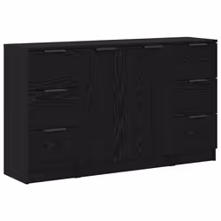 vidaXL Credenza 3 pcs Rovere nero 121 x 30 x 70 cm Legno multistrato - Vista aggiuntiva 2