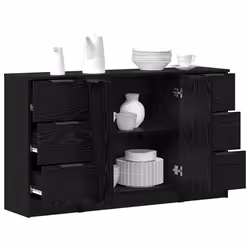 vidaXL Credenza 3 pcs Rovere nero 121 x 30 x 70 cm Legno multistrato - Vista aggiuntiva 3