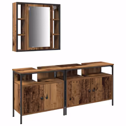 vidaXL Unità da Bagno 3 pcs Marrone 80 x 30 x 60 cm Legno multistrato - Vista aggiuntiva 2