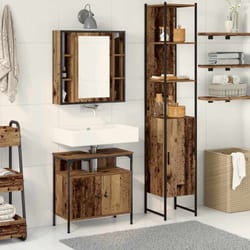 vidaXL Set di Armadi da Bagno 3 pcs Legno vecchio 33 x 33 x 185.5 cm