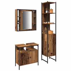 vidaXL Set di Armadi da Bagno 3 pcs Legno vecchio 33 x 33 x 185.5 cm - Vista aggiuntiva 3