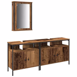 vidaXL Unità da Bagno 3 pcs Marrone 80 x 30 x 60 cm Legno multistrato - Vista aggiuntiva 2