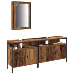 vidaXL Unità da Bagno 3 pcs Marrone 80 x 30 x 60 cm Legno multistrato - Vista aggiuntiva 3
