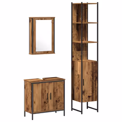 vidaXL Set di mobili per il bagno 3 pcs Marrone 33 x 33 x 185.5 cm - Vista aggiuntiva 2
