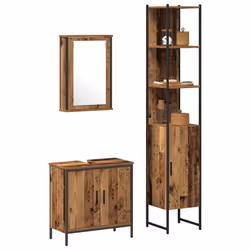 vidaXL Set di mobili per il bagno 3 pcs Marrone 33 x 33 x 185.5 cm - Vista aggiuntiva 3