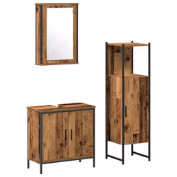 vidaXL Set di mobili per il bagno 3 pcs Marrone 33 x 33 x 120.5 cm - Vista aggiuntiva 2