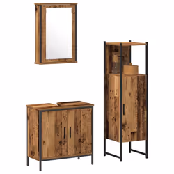 vidaXL Set di mobili per il bagno 3 pcs Marrone 33 x 33 x 120.5 cm - Vista aggiuntiva 3