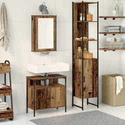 vidaXL Set di mobili per il bagno con lo scaffale 3 pcs Legno vecchio