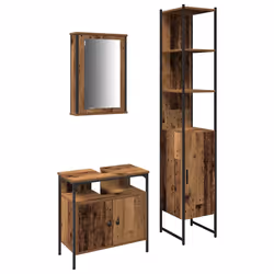 vidaXL Set di mobili per il bagno con lo scaffale 3 pcs Legno vecchio - Vista aggiuntiva 2