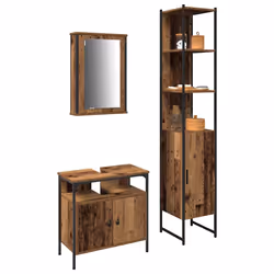 vidaXL Set di mobili per il bagno con lo scaffale 3 pcs Legno vecchio - Vista aggiuntiva 3