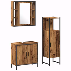 vidaXL Set di mobili per il bagno 3 pcs Marrone 33 x 33 x 120.5 cm - Vista aggiuntiva 2
