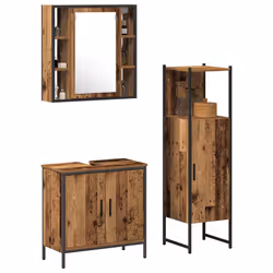 vidaXL Set di mobili per il bagno 3 pcs Marrone 33 x 33 x 120.5 cm - Vista aggiuntiva 3