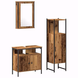 vidaXL Set di mobili per il bagno 3 pcs Marrone 33 x 33 x 120.5 cm - Vista aggiuntiva 2