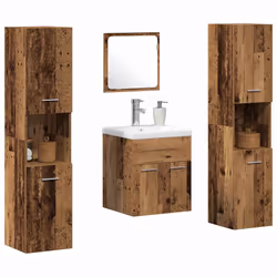 vidaXL Set di Mobili per il Bagno con porta 4 pcs Legno vecchio - Vista aggiuntiva 3