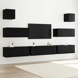 vidaXL Set di Mobile TV 7 pcs Rovere nero 100 x 30 x 30 cm