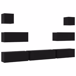 vidaXL Set di Mobile TV 7 pcs Rovere nero 100 x 30 x 30 cm - Vista aggiuntiva 2