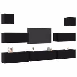 vidaXL Set di Mobile TV 7 pcs Rovere nero 100 x 30 x 30 cm - Vista aggiuntiva 3