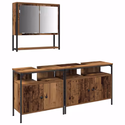 vidaXL Set di mobili per il bagno 3 pcs Marrone 80 x 30 x 60 cm - Vista aggiuntiva 2