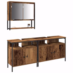 vidaXL Set di mobili per il bagno 3 pcs Marrone 80 x 30 x 60 cm - Vista aggiuntiva 3
