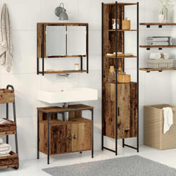 vidaXL Set di mobili per il bagno con lo scaffale 3 pcs Legno vecchio
