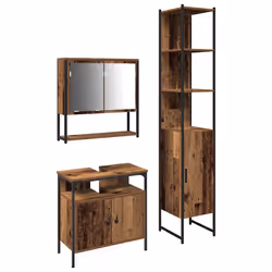 vidaXL Set di mobili per il bagno con lo scaffale 3 pcs Legno vecchio - Vista aggiuntiva 2