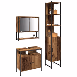 vidaXL Set di mobili per il bagno con lo scaffale 3 pcs Legno vecchio - Vista aggiuntiva 3