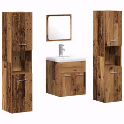 vidaXL Set di mobili per il bagno con porta 4 pcs Legno vecchio - Vista aggiuntiva 2