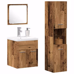 vidaXL Set di mobili per il bagno con porta 4 pcs Legno vecchio - Vista aggiuntiva 3